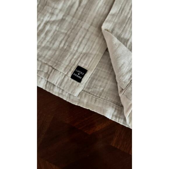 Lucky Brand Men’s Crinkle Cotton Gauze Shirt NWT Size L Beige Camp Button Up0 - Picture 4 of 15